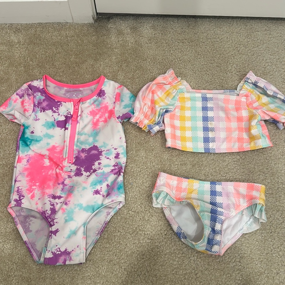2 Cat & Jack bathing Suits 4T